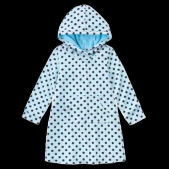 Gymboree kid girls blue brown polka dot velour hooded hoodie dress long sleeve 6 - Picture 2 of 2